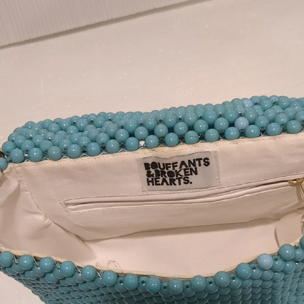 Beaded Turquoise Daisy Shoulder Bag